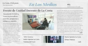 Lee más sobre el artículo Así reflejaron los medios del Partido de La Costa la reunión del Frente de Unidad Docente local con el Intendente Cristian Cardozo
