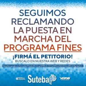 Lee más sobre el artículo SUTEBA La Costa-Gral.Lavalle CONTINÚA RECLAMANDO LA PUESTA EN MARCHA DEL PROGRAMA FINES: FIRMÁ EL PETITORIO PROVINCIAL