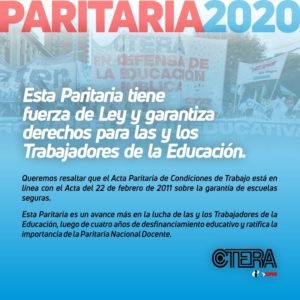 Lee más sobre el artículo CONDICIONES DE TRABAJO: LOS PUNTOS LOGRADOS EN ACUERDO PARITARIO NACIONAL POR LA CTERA
