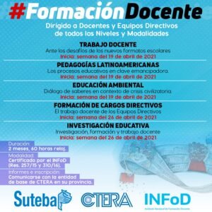 Lee más sobre el artículo Más de 97 docentes afiliadxs al Suteba La Costa-Gral. Lavalle ya se anotaron para los Cursos de Capacitación con puntaje 2021