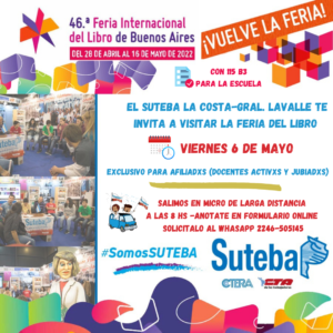 Lee más sobre el artículo Docente del Partido de La Costa y Gral. Lavalle visitarán la Feria del Libro de la mano del SUTEBA
