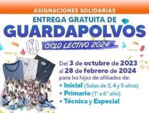 Lee más sobre el artículo Beneficios para afiliadxs al Suteba La Costa-Gral. Lavalle: GUARDAPOLVOS gratuitos para hijxs