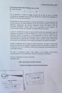 Lee más sobre el artículo Carta del FUD de la Provincia de Buenos Aires al Intendente del Partido de La Costa