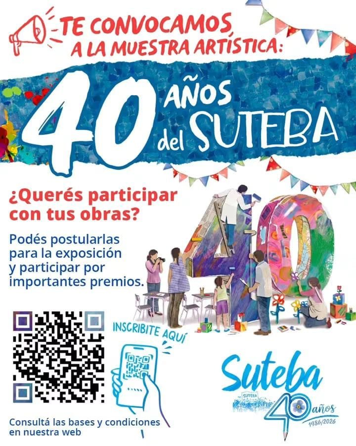 Lee más sobre el artículo Convocatoria abierta para afiliadxs y adherentes: muestra artística “40 años del SUTEBA”